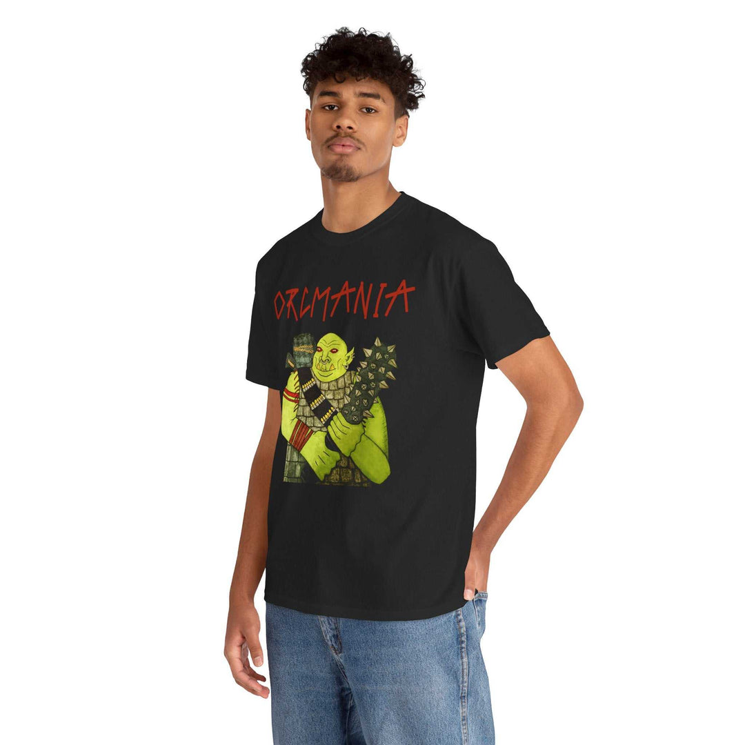 Green orc fantasy art graphic on classic crew neck T-shirt