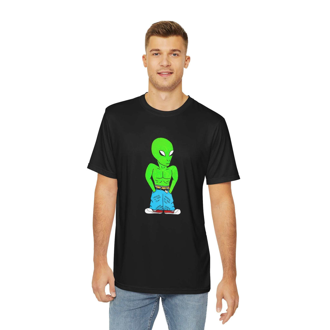 Colorful alien cartoon T-shirt made in the USA with durable polyester and comfort