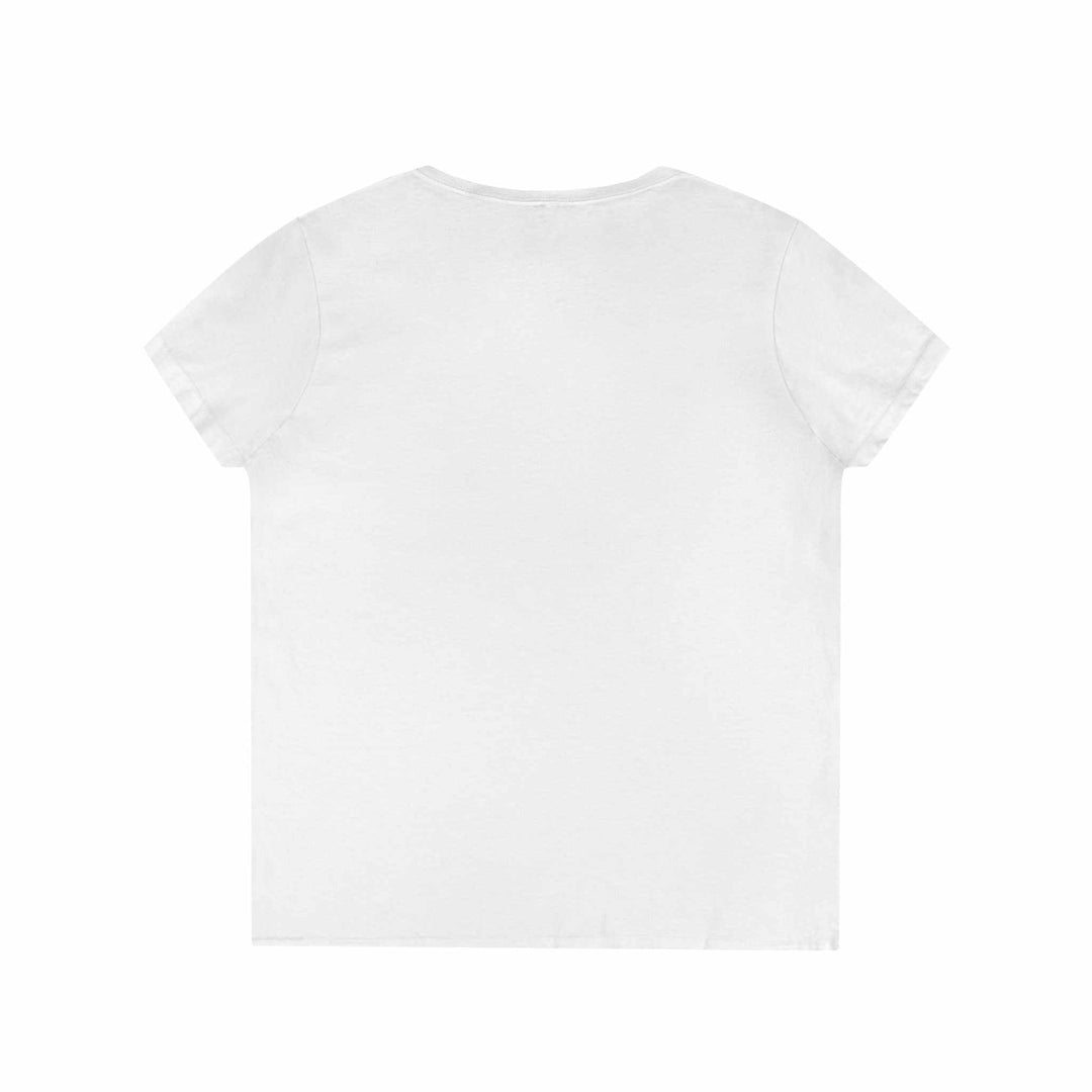 Cyberpunk gothic anime girl V-neck tee featuring layered necklaces and neon green hair design