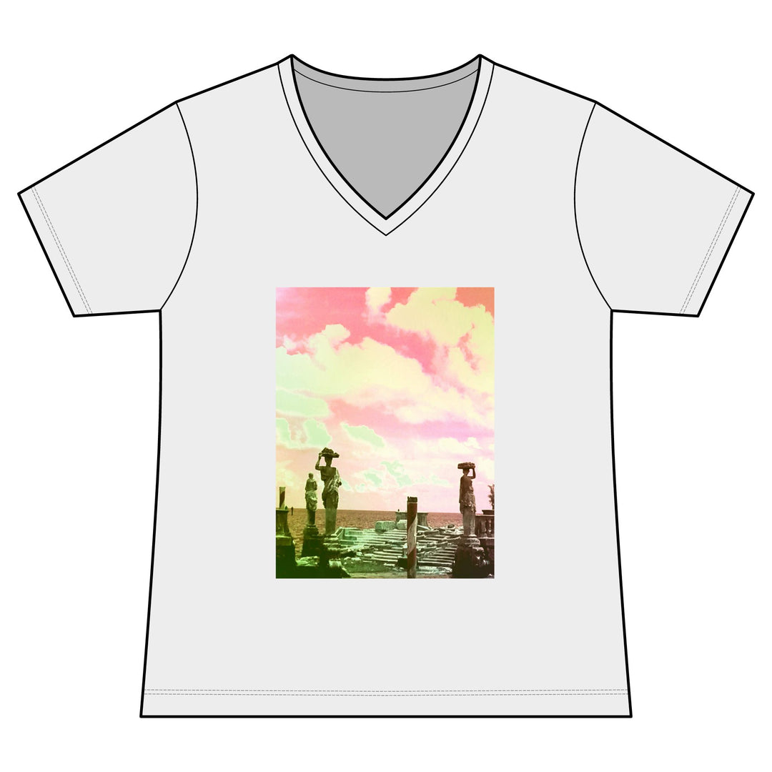 Vintage Beach Sunset V‑Neck Tee