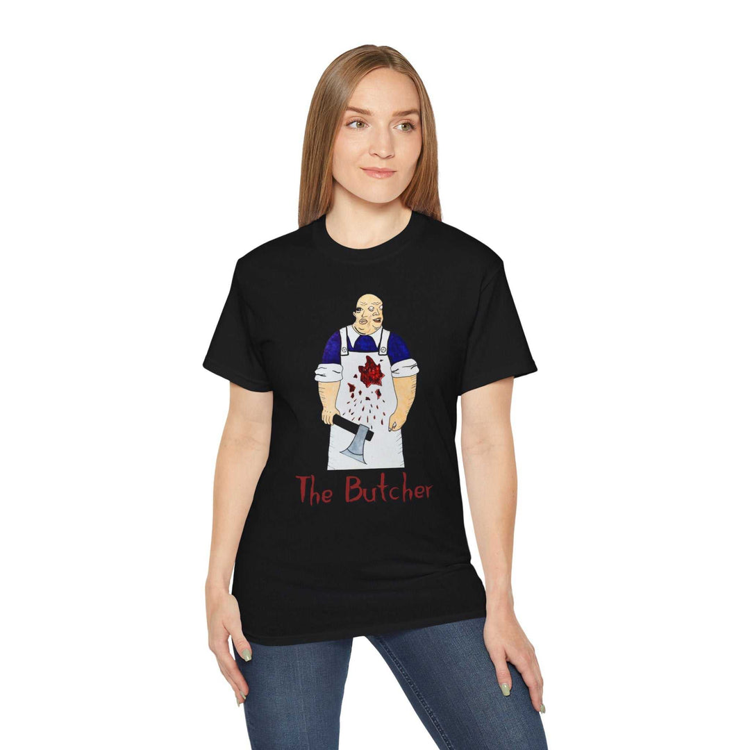 The Butcher Graphic Tee — Horror Meat Cleaver T-Shirt
