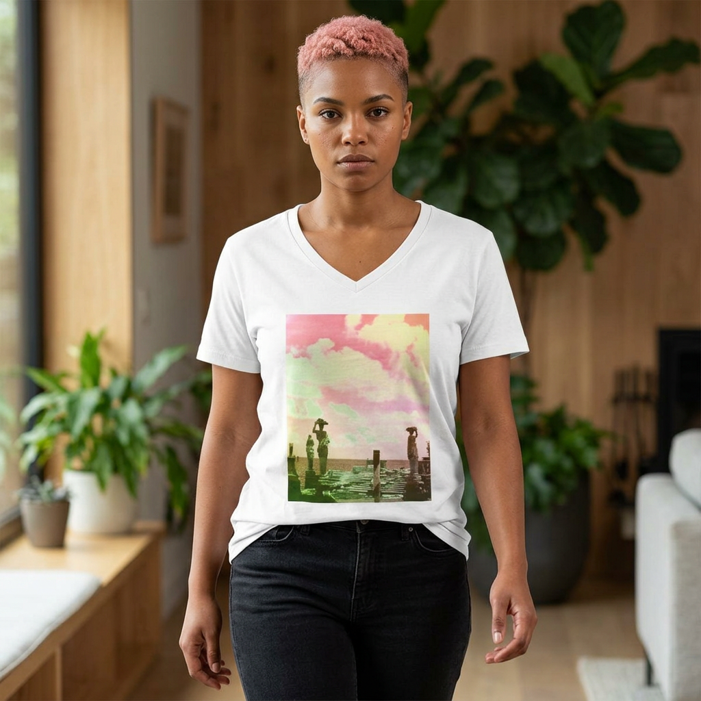 Vintage Beach Sunset V‑Neck Tee
