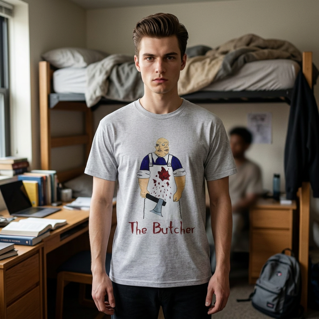The Butcher Graphic Tee — Horror Meat Cleaver T-Shirt