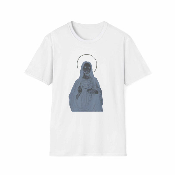 Jesus Christ T-shirt with subtle distressed haloed figure on soft breathable cotton