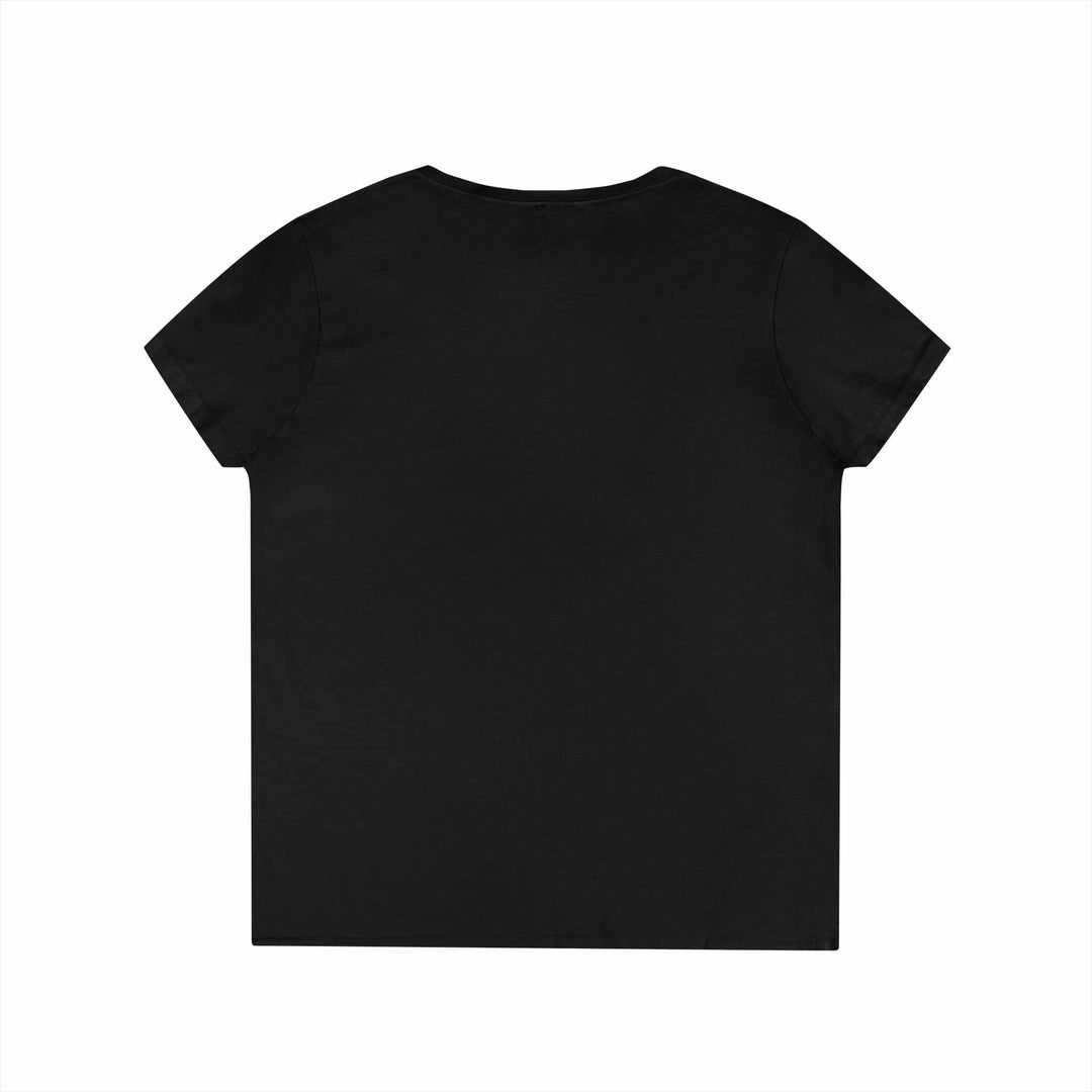 Cyberpunk gothic anime girl V-neck tee featuring layered necklaces and neon green hair design